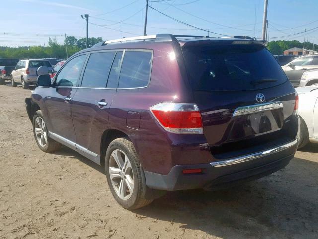 5TDDK3EH2DS243954 - 2013 TOYOTA HIGHLANDER PURPLE photo 3