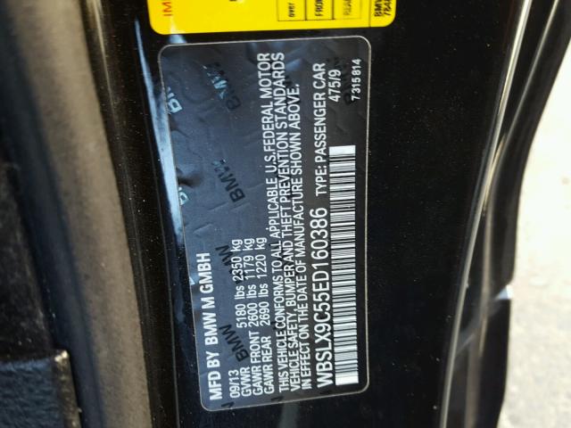 WBSLX9C55ED160386 - 2014 BMW M6 BLACK photo 10