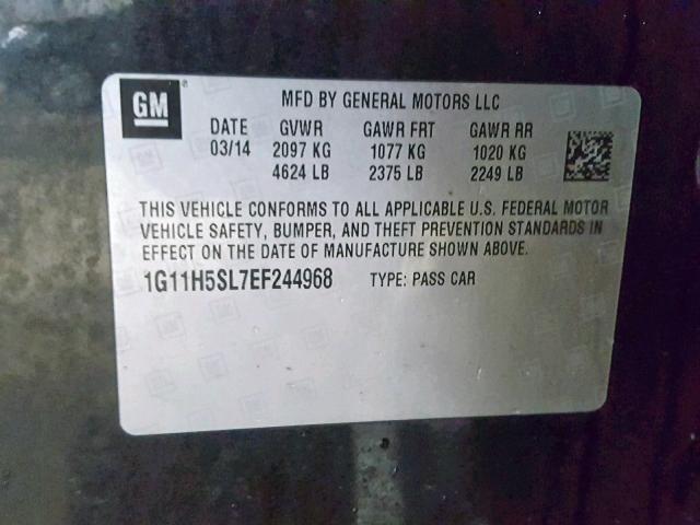 1G11H5SL7EF244968 - 2014 CHEVROLET MALIBU LTZ შავი ფოტო 10