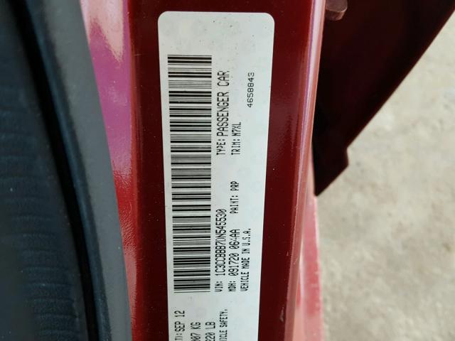 1C3CCBBB7DN545530 - 2013 CHRYSLER 200 TOURIN RED photo 10