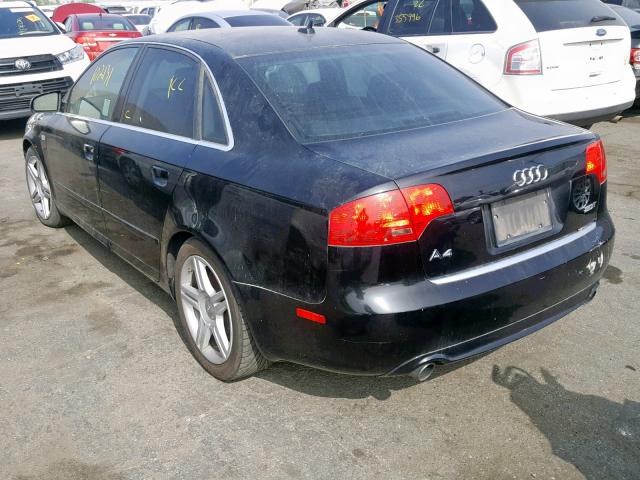 WAUAF78E08A033269 - 2008 AUDI A4 2.0T BLACK photo 3