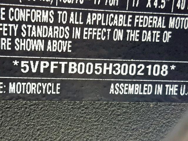 5VPFTB005H3002108 - 2017 VICTORY MOTORCYCLES OCTANE GRAY photo 10