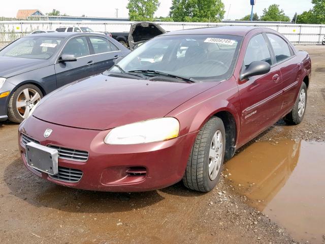 1B3EJ46X81N600785 - 2001 DODGE STRATUS SE MAROON photo 2