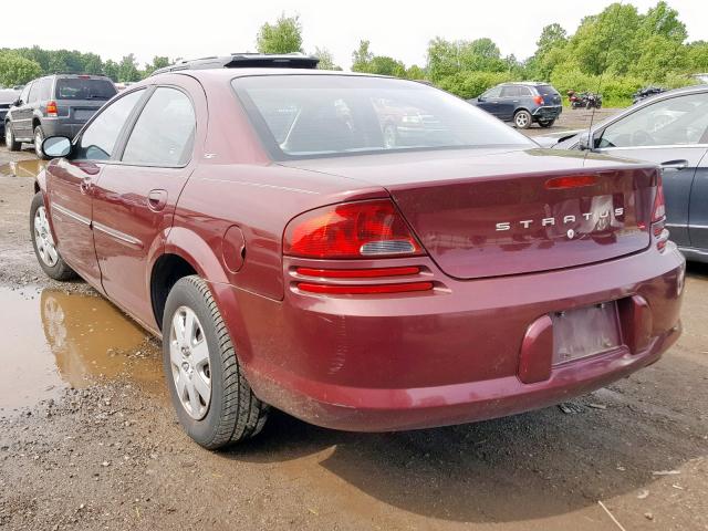 1B3EJ46X81N600785 - 2001 DODGE STRATUS SE MAROON photo 3