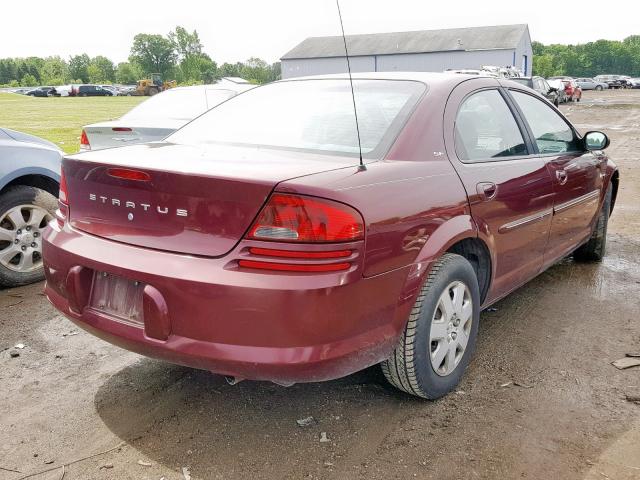 1B3EJ46X81N600785 - 2001 DODGE STRATUS SE MAROON photo 4