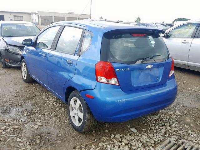KL1TD62675B378678 - 2005 CHEVROLET AVEO BASE Mavi foto 3