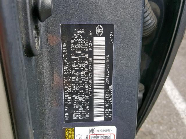 4T1BK46K57U522656 - 2007 TOYOTA CAMRY NEW GRAY photo 10