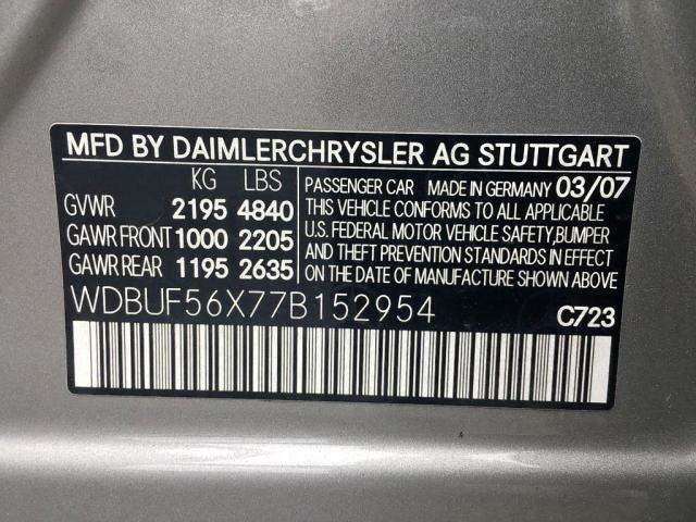 WDBUF56X77B152954 - 2007 MERCEDES-BENZ E 350 SILVER photo 10