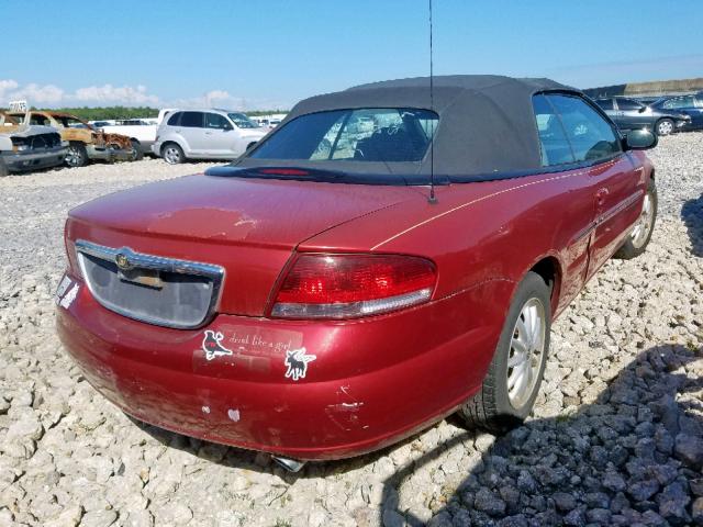 1C3EL55U01N643866 - 2001 CHRYSLER SEBRING LX RED photo 4