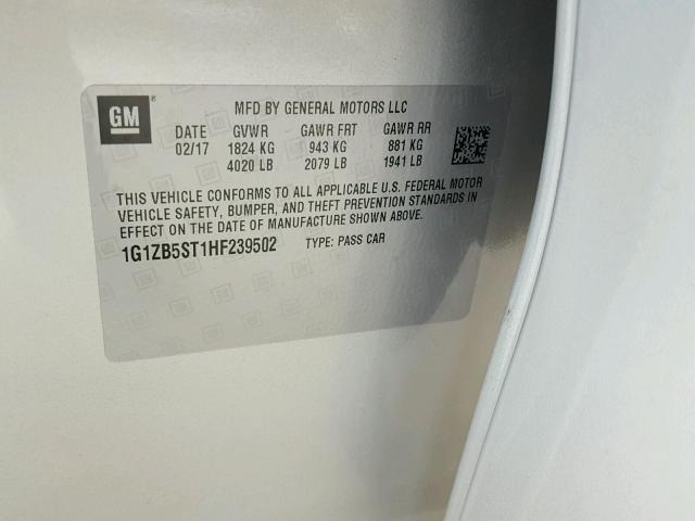 1G1ZB5ST1HF239502 - 2017 CHEVROLET MALIBU LS Gümüş foto 10