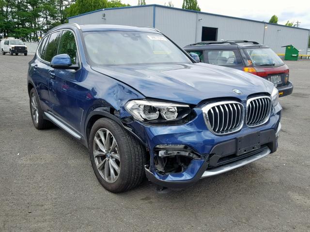 5UXTR9C54KLE11371 - 2019 BMW X3 XDRIVE3 BLUE photo 1