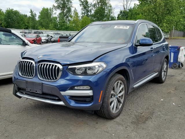 5UXTR9C54KLE11371 - 2019 BMW X3 XDRIVE3 BLUE photo 2