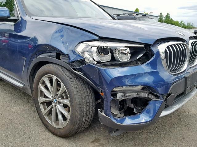 5UXTR9C54KLE11371 - 2019 BMW X3 XDRIVE3 BLUE photo 9