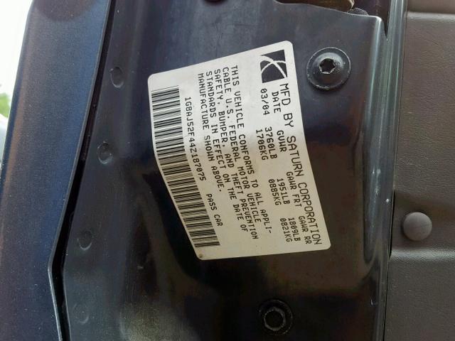 1G8AJ52F44Z187075 - 2004 SATURN ION LEVEL GRAY photo 10