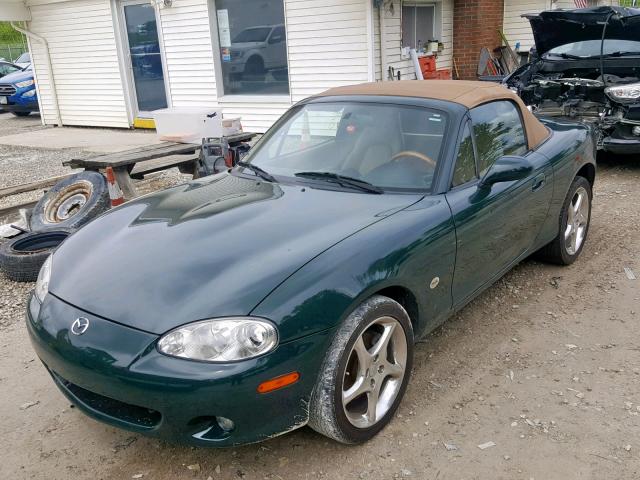 JM1NB353010213956 - 2001 MAZDA MX-5 MIATA GREEN photo 2