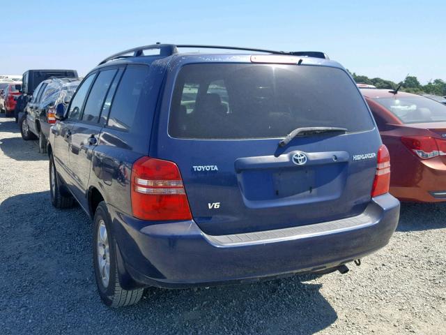 JTEGF21A830111590 - 2003 TOYOTA HIGHLANDER BLUE photo 3