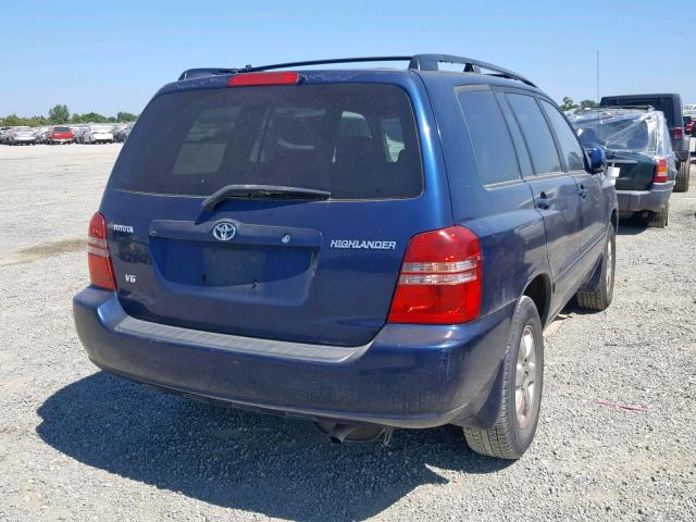 JTEGF21A830111590 - 2003 TOYOTA HIGHLANDER BLUE photo 4