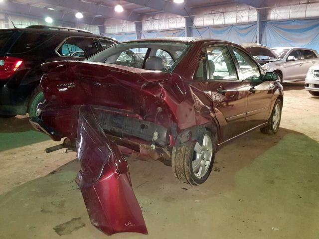 1FAHP34N97W353453 - 2007 FORD FOCUS ZX4 MAROON photo 4