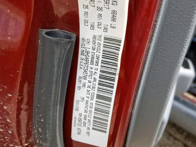 1J8HG48P67C545709 - 2007 JEEP COMMANDER RED photo 10