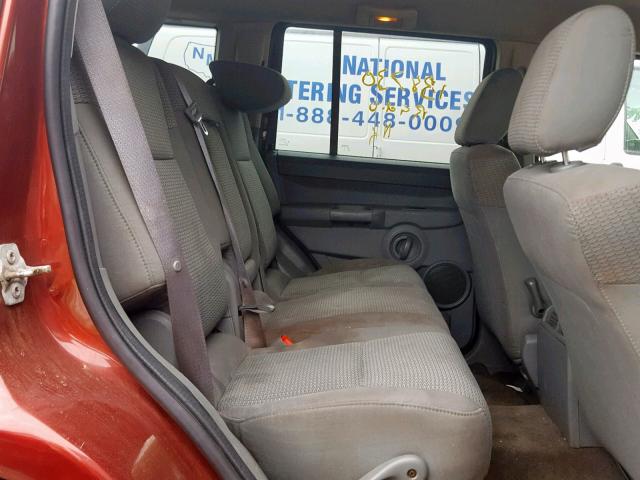 1J8HG48P67C545709 - 2007 JEEP COMMANDER RED photo 6