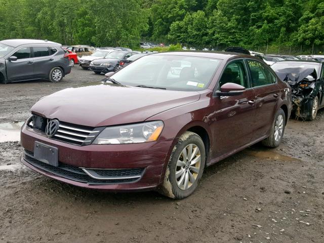 1VWAP7A34CC088603 - 2012 VOLKSWAGEN PASSAT S MAROON photo 2