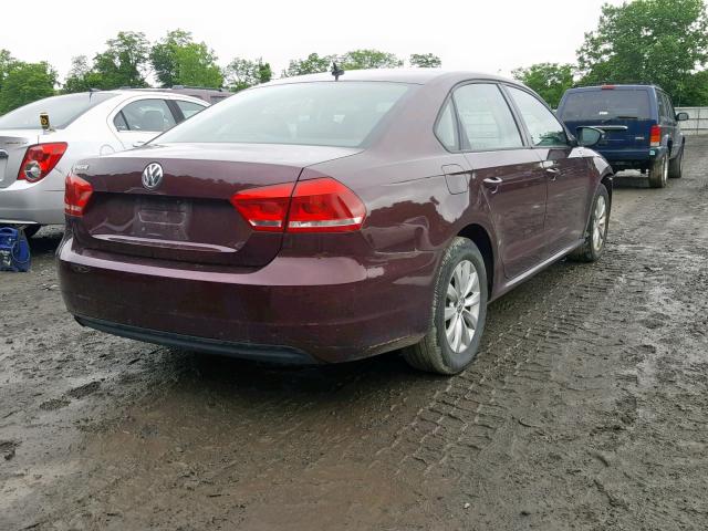 1VWAP7A34CC088603 - 2012 VOLKSWAGEN PASSAT S MAROON photo 4