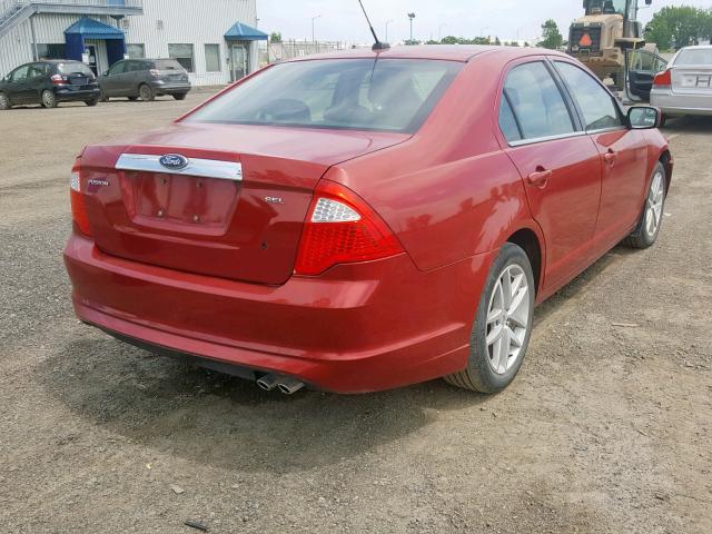 3FAHP0JA2AR174262 - 2010 FORD FUSION SEL RED photo 4