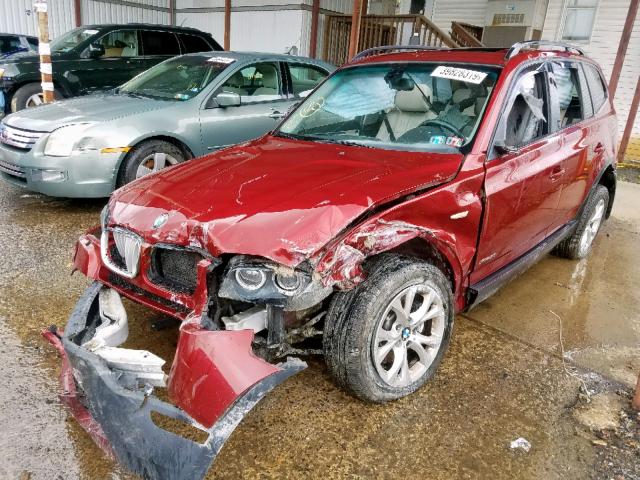 WBXPC9C41AWJ32436 - 2010 BMW X3 XDRIVE3 RED photo 2