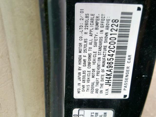 JH4KA96542C001228 - 2002 ACURA 3.5RL BLACK photo 10