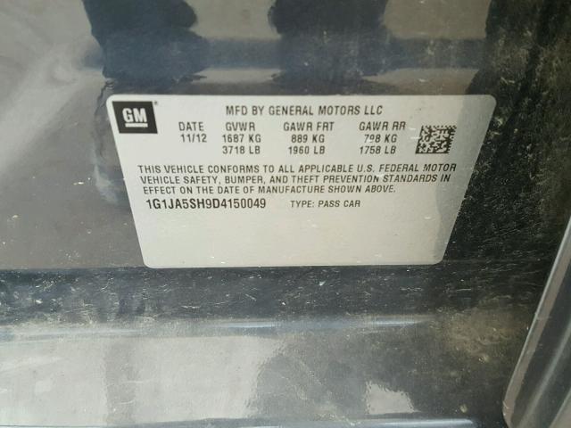 1G1JA5SH9D4150049 - 2013 CHEVROLET SONIC LS 蓝色 照片 10