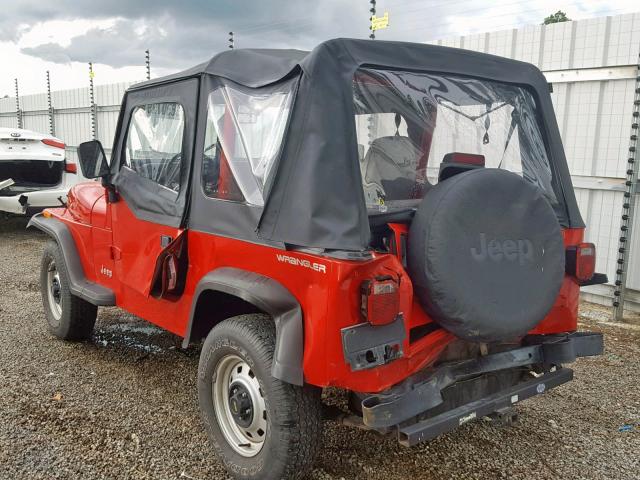 1J4FY19P3RP417748 - 1994 JEEP WRANGLER / RED photo 3