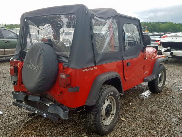 1J4FY19P3RP417748 - 1994 JEEP WRANGLER / RED photo 4