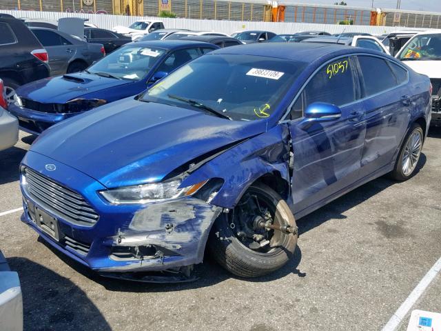 3FA6P0H96GR194235 - 2016 FORD FUSION SE BLUE photo 2