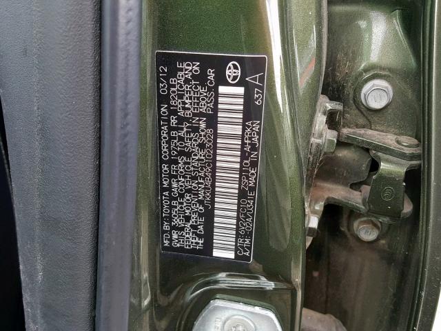 JTKKU4B49C1023028 - 2012 TOYOTA SCION XD GREEN photo 10