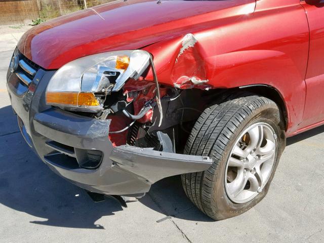 KNDJE723787517630 - 2008 KIA SPORTAGE E RED photo 9