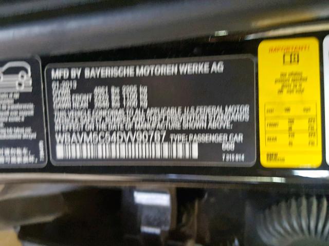 WBAVM5C54DVV90787 - 2013 BMW X1 XDRIVE3 BLACK photo 10