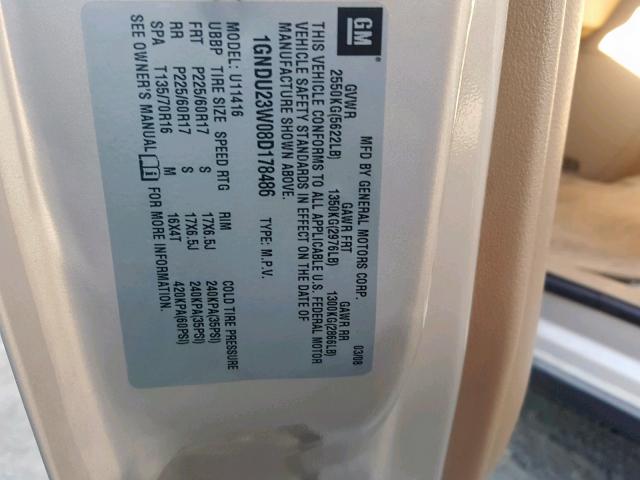 1GNDU23W08D178486 - 2008 CHEVROLET UPLANDER L 米色 照片 10