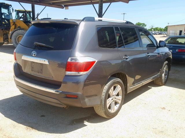 5TDYK3EHXCS052170 - 2012 TOYOTA HIGHLANDER GRAY photo 4