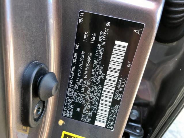 5TDKKRFH5FS039144 - 2015 TOYOTA HIGHLANDER GRAY photo 10