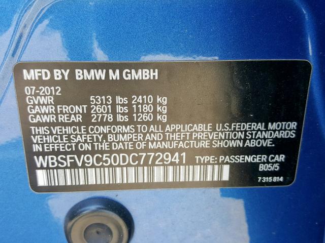 WBSFV9C50DC772941 - 2013 BMW M5 BLUE photo 10