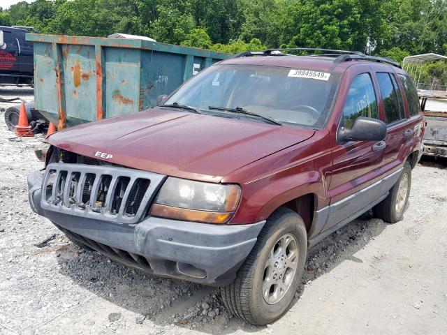 1J4G258S2XC684936 - 1999 JEEP GRAND CHER MAROON photo 2