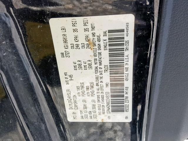 1D7HW42N06S549153 - 2006 DODGE DAKOTA SLT BLACK photo 10