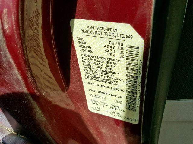 1N4BU31DXVC136065 - 1997 NISSAN ALTIMA XE MAROON photo 10