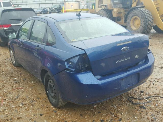 1FAHP34N38W107225 - 2008 FORD FOCUS S/SE BLUE photo 3