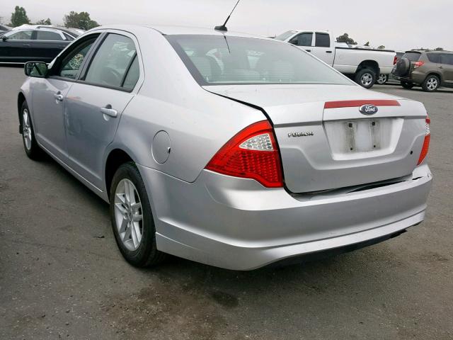 3FAHP0GA5CR296625 - 2012 FORD FUSION S SILVER photo 3