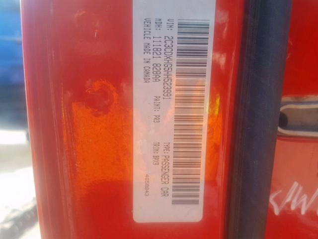 2C3CDXHG5HH523991 - 2017 DODGE CHARGER SX RED photo 10