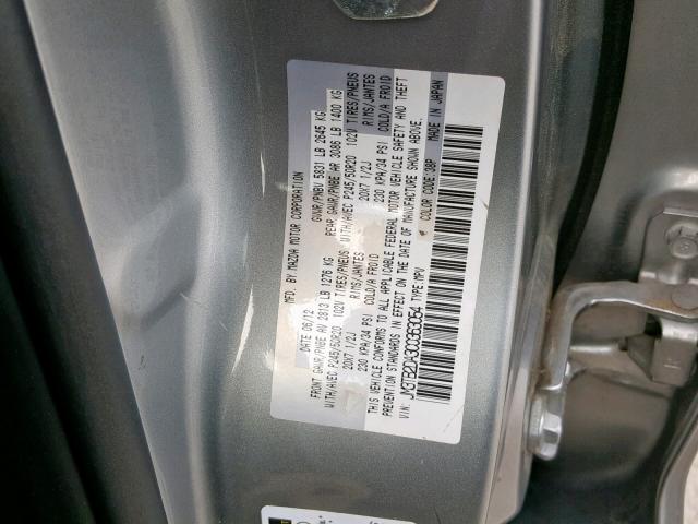 JM3TB2DA3C0363054 - 2012 MAZDA CX-9 GRAY photo 10