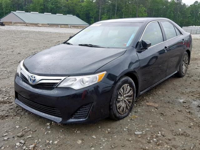 4T1BD1FK2EU140851 - 2014 TOYOTA CAMRY HYBR BLACK photo 2