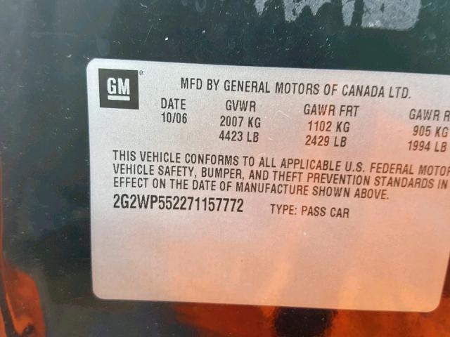 2G2WP552271157772 - 2007 PONTIAC GRAND PRIX BLACK photo 10