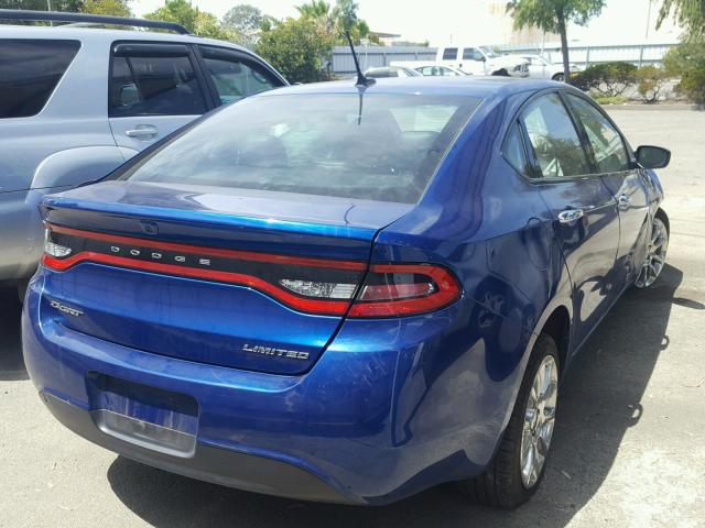 1C3CDFCA8DD314619 - 2013 DODGE DART LIMIT BLUE photo 4